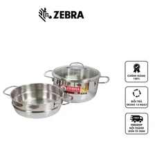 Bộ Nồi Xửng Hấp 3 Đáy Zebra Inox 304 Nắp Kính 163640 - Thiết Kế Sang Trọng, Tiện Lợi, Phù Hợp Cho Gia Đình 4-6 Người