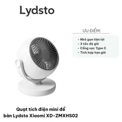 Quạt Tích Điện Mini Để Bàn Lydsto Xiaomi XD-ZMXHS02 - 3 Tốc Độ Gió, Thiết Kế Nhỏ Gọn, Hẹn Giờ Tiện Lợi, Ổn Định và Im Lặng, Thích Hợp Làm Quà Tặng