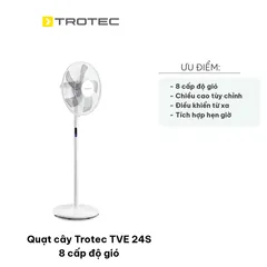 Quạt Cây Trotec TVE 24S - Quạt Điều Chỉnh Chiều Cao 70-130cm, 8 Cấp Độ Gió, Điều Khiển Từ Xa, Tiết Kiệm Năng Lượng