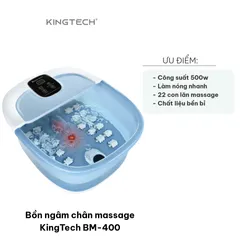 Bồn Ngâm Chân Massage KingTech BM-400 - 500W, Nhiệt Độ 35-48°C, 22 Con Lăn Massage, Thư Giãn Tại Nhà