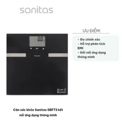 Cân Sức Khỏe Sanitas SBF73 Kết Nối Ứng Dụng Thông Minh - Theo Dõi Trọng Lượng, Chỉ Số Sức Khỏe, Phân Tích BMI, Hỗ Trợ Đến 8 Người Dùng