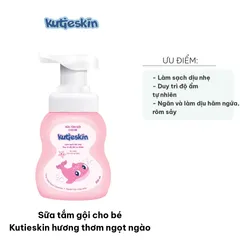 Sữa Tắm Gội Cho Bé Kutieskin 200ml - Hương Thơm Ngọt Ngào, Làm Sạch Dịu Nhẹ & Ngăn Ngừa Hăm, Rôm, Mẩn Ngứa