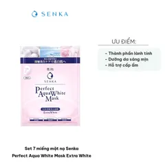 Set 7 Miếng Mặt Nạ Senka Perfect Aqua White Mask Extra White - Dưỡng Sáng Da, Mờ Vết Thâm, Chiết Xuất Tơ Tằm & Hoa Hồng