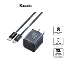 Combo Củ Sạc Nhanh Baseus GaN5S 30W Kèm Dây Cáp USB-C - Sạc Nhanh Chống Quá Nhiệt Cho iPhone 15, Thiết Bị Di Động