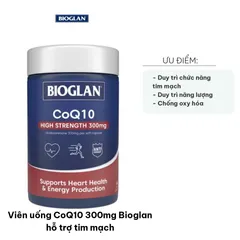 Viên uống CoQ10 300mg Bioglan - Hỗ trợ tim mạch, tăng cường năng lượng và sức khỏe cơ tim, 60 viên nang dễ hấp thu