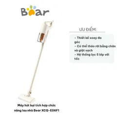 Máy Hút Bụi Tích Hợp Lau Nhà Bear XCQ-E06F1 - Bình Chứa Nước, Công Suất 600W, Linh Hoạt, Tiết Kiệm Thời Gian Dọn Dẹp