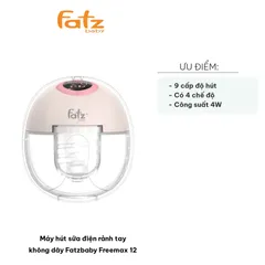 Máy Hút Sữa Điện Rảnh Tay Fatzbaby Freemax 12 Không Dây - 4 Chế Độ, Pin Sạc, Độ Ồn Thấp, Thiết Kế Tiện Lợi Cho Mẹ