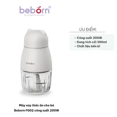 Máy Xay Thức Ăn Cho Bé Beborn FG02 - 200W, Lưỡi Dao Inox 6 Cách, Cốc Thủy Tinh 300ml, An Toàn, Dễ Dùng, Giúp Làm Súp, Sinh Tố Cho Bé