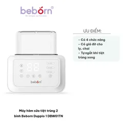 Máy Hâm Sữa Tiệt Trùng Beborn Duppio 1 DBW01TN - Hâm Sữa, Hâm Nóng Thức Ăn, Tiệt Trùng 2 Bình Tiện Lợi Cho Bé