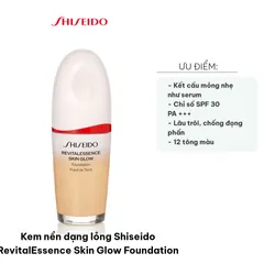 Kem nền dạng lỏng Shiseido RevitalEssence Skin Glow Foundation - Làn da rạng rỡ, dưỡng ẩm tự nhiên, SPF 30, 30ml