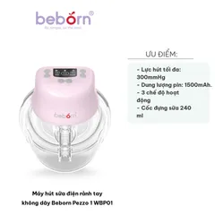 Máy Hút Sữa Điện Rảnh Tay Không Dây Beborn Pezzo 1 WBP01 - Thiết Kế Nhẹ, Tiện Lợi, Cốc 240ml, 3 Chế Độ Hoạt Động Cho Mẹ