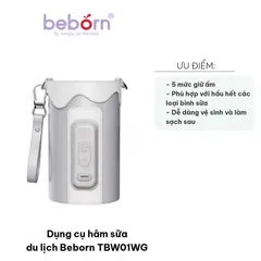 Dụng cụ hâm sữa du lịch Beborn TBW01WG - Thiết kế tiện lợi với 5 mức nhiệt, lý tưởng cho mẹ khi chăm sóc bé mọi lúc mọi nơi.