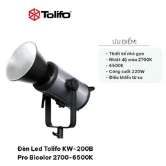 Đèn LED Tolifo KW-200B Pro Bicolor 2700-6500K - Đèn Chụp Ảnh Livestream Chất Lượng Cao, Nhiều Hiệu Ứng Ánh Sáng, Thiết Kế Nhỏ Gọn