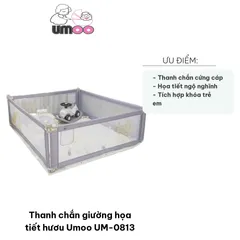 Thanh chắn giường họa tiết hươu Umoo UM-0813 - Thiết kế dễ dàng lắp đặt, an toàn cho trẻ em, chất liệu cao cấp và ngộ nghĩnh.