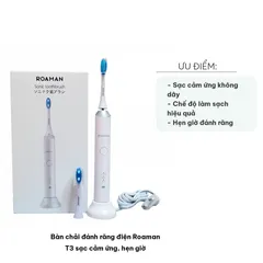 Bàn Chải Đánh Răng Điện Roaman T3 - Sạc Cảm Ứng Không Dây, Hẹn Giờ 2 Phút, Công Nghệ Làm Sạch Tiên Tiến, Thiết Kế Hiện Đại