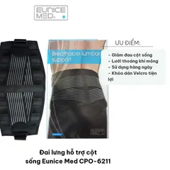 Đai lưng hỗ trợ cột sống Eunice Med CPO-6211 - Giảm đau lưng, hỗ trợ tư thế, thiết kế thoáng nhẹ, dùng khi chơi thể thao và sinh hoạt hàng ngày.