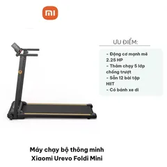 Máy Chạy Bộ Thông Minh Xiaomi Urevo Foldi Mini - Gấp Gọn Tiện Lợi, Tốc Độ 0.5-12 km/h, Chịu Tải 220lbs, Thảm Chạy Chống Trượt 5 Lớp
