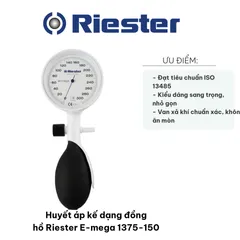 Huyết Áp Kế Dạng Đồng Hồ Riester E-mega 1375-150 - Thiết Kế Sang Trọng, Độ Chính Xác Cao, 1 Ống Dây hoặc 2 Ống Dây, Chất Lượng ISO 13485