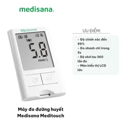 Máy Đo Đường Huyết Medisana Meditouch - Đo Nhanh, Chính Xác 99% Với Lượng Máu Nhỏ, Ghi Nhớ 360 Kết Quả - Thiết Bị Y Tế Tiện Lợi Tại Nhà