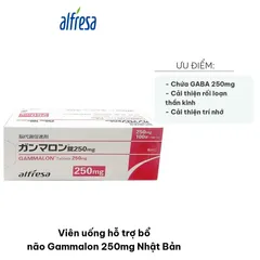 Viên uống bổ não Gammalon 250mg Nhật Bản - Hỗ trợ trí nhớ, cải thiện rối loạn thần kinh hiệu quả từ GABA, hộp 100 viên.