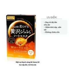 Mặt Nạ Thạch Vàng W Utena Dưỡng Ẩm & Trẻ Hóa Da - Hộp 3 Miếng Chứa 8 Loại Axit Amin Tốt Cho Da, Được Phụ Nữ Nhật Yêu Thích