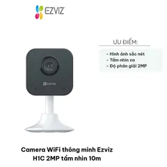 Camera WiFi Ezviz H1C 2MP - Giám sát thông minh với tầm nhìn 10m, độ phân giải 1080p, cảnh báo chuyển động, thiết kế dễ lắp đặt