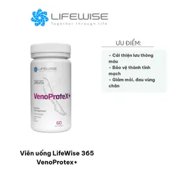 Viên uống LifeWise 365 VenoProtex+ - Hỗ trợ lưu thông máu, giảm nặng nề chân - Thực phẩm chức năng cho người trưởng thành, 60 viên