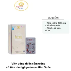 Viên uống thiên sâm trứng cá tầm Hwalgiryeoksam Hàn Quốc - Bổ sung sức khỏe, cải thiện sinh lực và trẻ hóa làn da, hộp 180 viên