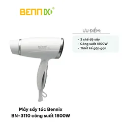 Máy Sấy Tóc Gấp Bennix BN-3110 - Công Suất 1800W, 3 Chế Độ Sấy, Thiết Kế Thông Minh, Dễ Dàng Mang Theo