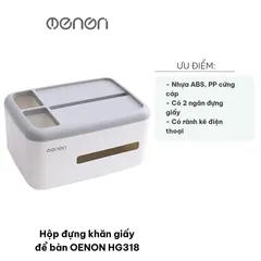 Hộp đựng khăn giấy để bàn OENON HG318 - Thiết kế hiện đại, nhựa ABS, 2 ngăn lớn và 2 ngăn nhỏ, tiện lợi cho gia đình và văn phòng