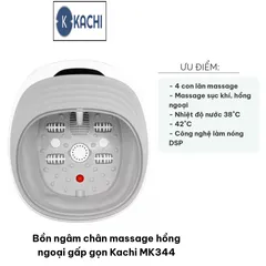 Bồn Ngâm Chân Massage Hồng Ngoại Gấp Gọn Kachi MK344 - Thiết Bị Thư Giãn, Giúp Giảm Căng Thẳng và Đau Nhức Chân