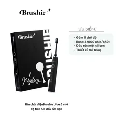 Bàn Chải Điện Brushie Ultra 5 Chế Độ Kết Hợp Đầu Rửa Mặt - Công Nghệ Sonic 42,000 Rung/phút, Lý Tưởng Cho Răng Khỏe Và Da Nhạy Cảm