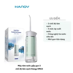 Máy tăm nước gấp gọn 3 chế độ làm sạch Hangy HM23 - Công nghệ tia nước siêu âm, áp suất 120PSI, chăm sóc răng miệng hiệu quả tại nhà