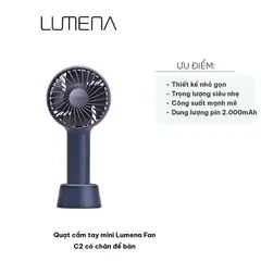 Quạt Cầm Tay Mini Lumena Fan C2 Có Chân Để Bàn, Pin 2000mAh, Thiết Kế Nhỏ Gọn, Thời Gian Sử Dụng 14 Giờ, Quạt Điện Tiện Lợi