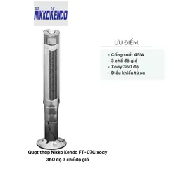 Quạt Tháp Nikko Kendo FT-07C Xoay 360 Độ - Quạt Đứng 3 Chế Độ Gió Hiện Đại, Tiết Kiệm Diện Tích Cho Không Gian Sang Trọng