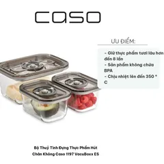 Bộ Hộp Thủy Tinh Hút Chân Không Caso 1197 VacuBoxx ES - Bảo Quản Thực Phẩm An Toàn, BPA Free, Tiết Kiệm Không Gian