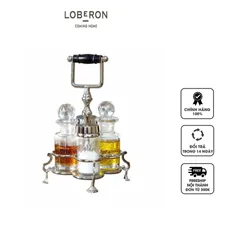 Set 4 Lọ Đựng Gia Vị Loberon Cao Cấp - Phong Cách Châu Âu Cổ Điển, Khung Đồng Thau Sang Trọng, Thiết Kế Đẹp Mắt Cho Nhà Bếp