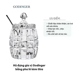 Hũ Đựng Gia Vị Godinger Bằng Pha Lê Kèm Thìa - Thiết Kế Tinh Tế, Độ Chịu Lực Tốt, Phù Hợp Để Bày Trên Bàn Tiệc