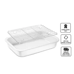 Khay Nướng Kèm Vỉ Để Ráo Dầu Mỡ Wagensteiger Sứ Cao Cấp - Dụng Cụ Nhà Bếp Sang Trọng, Chống Dính, Phù Hợp Nướng Và Chiên Khô