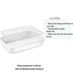 Khay Nướng Kèm Vỉ Để Ráo Dầu Mỡ Wagensteiger Sứ Cao Cấp - Dụng Cụ Nhà Bếp Sang Trọng, Chống Dính, Phù Hợp Nướng Và Chiên Khô
