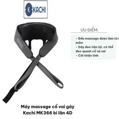 Máy Massage Cổ Vai Gáy Kachi MK366 4D - Thiết Kế Độc Đáo, Đầu Massage Silicon Mềm, Hỗ Trợ Giảm Đau, Tăng Tuần Hoàn Máu