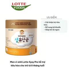 Men Vi Sinh Lotte Sysy Pro - Hỗ Trợ Tiêu Hóa Cho Trẻ Từ 0 Tháng Tuổi, 7 Loại Lợi Khuẩn Probiotics, Cải Thiện Hệ Tiêu Hóa 60 Gói