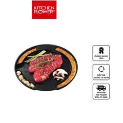 Vỉ Nướng Đa Năng Kitchen Flower IG3771 - Vỉ Nướng Hợp Kim Phủ Đá Hoa Cương Chống Dính, Tiện Lợi Cho Mọi Món Nướng