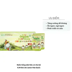 Nước Hồng Sâm Hữu Cơ KJH Kini Jini Junior 70ml - Giải Pháp Dinh Dưỡng Cho Trẻ, Hỗ Trợ Đề Kháng, Tăng Cường Sức Khỏe Trẻ Em Hàn Quốc