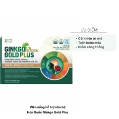 Viên Uống Hỗ Trợ Não Bộ Ginkgo Gold Plus - Chiết Xuất Bạch Quả Hàn Quốc, Tăng Cường Trí Nhớ và Tuần Hoàn Máu, Hộp 120 Viên