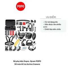 Bộ Phụ Kiện Gopro, Sjcam POPO 50 Món - Hỗ Trợ Action Camera Chất Lượng Cao, Đồ Thể Thao Du Lịch Tối Ưu