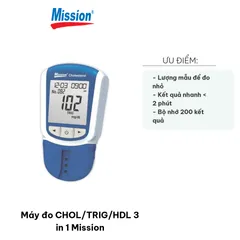 Máy Đo CHOL/TRIG/HDL 3 in 1 Mission - Thiết Bị Đo Đường Huyết Nhanh Chóng, Chính Xác, Dễ Dàng Mang Theo