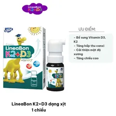 Tinh khiết LineaBon K2+D3 Xịt 10ml - Vitamin D3 và K2 cho Bé - Hỗ trợ Phát Triển Chiều Cao và Xương Khỏe Mạnh