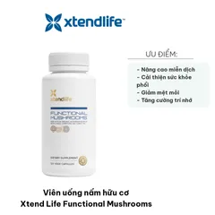 Viên uống nấm hữu cơ Xtend Life Functional Mushrooms - Hỗ trợ miễn dịch, tăng cường sức khỏe với nấm Linh Chi, Chaga, Vân Chi, 120 viên