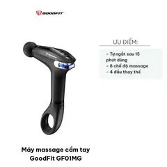 Máy Massage Cầm Tay GoodFit GF01MG - 4 Đầu Massage & 8 Chế Độ Hoạt Động Giảm Nhức Mỏi Cơ, Thiết Kế Công Thái Học, Pin 1800mAh